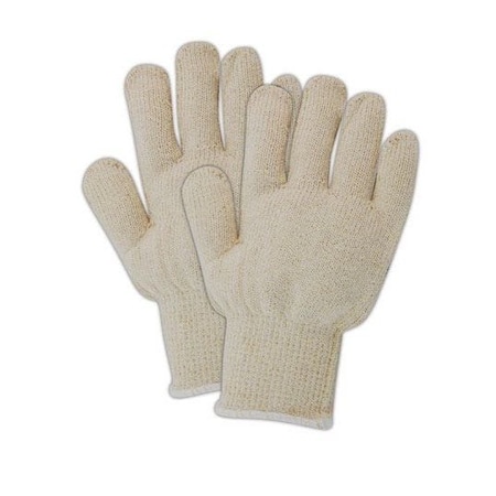Magid Machine Knit Gloves, Polyester/Cotton Blend, Natural, M, 12 PK PT921RM